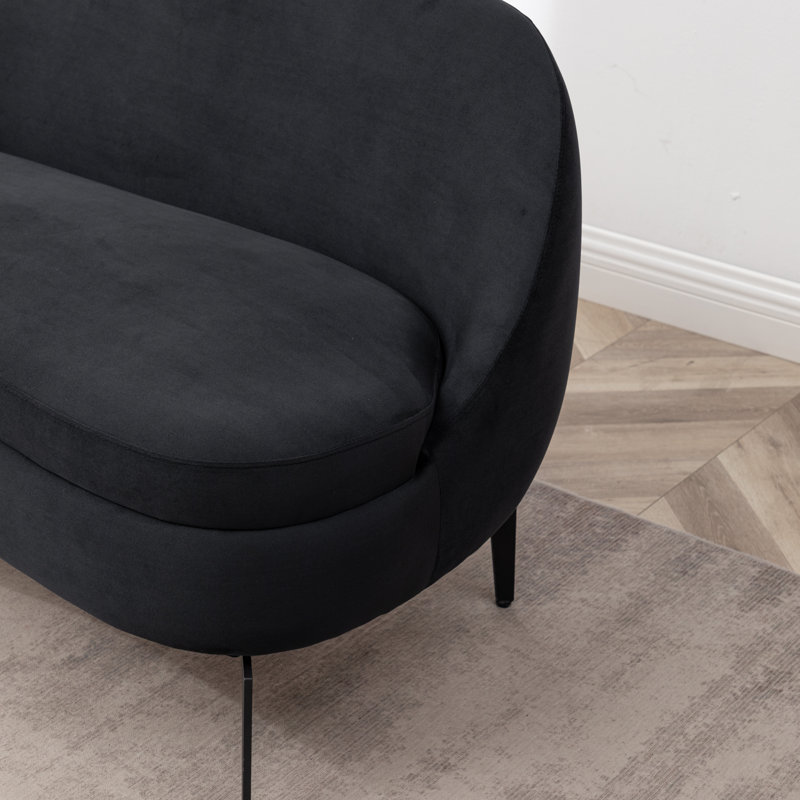 Causeuse rembourrée 50 "Raymond, Velours noir