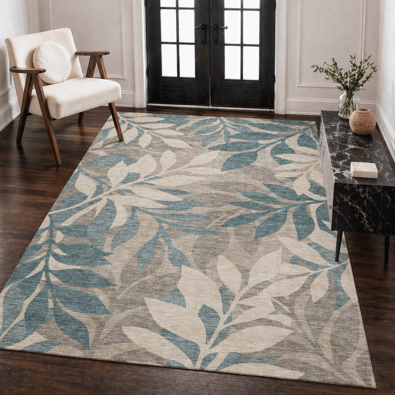 Tapis tropical intérieur / extérieur lavable à la machine Chantille ACN2955, Kaki, 10 pi x 14 pi