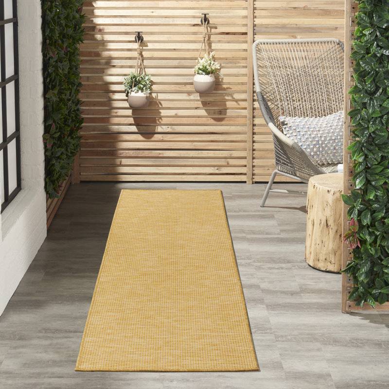 Tapis terre cuite intérieur / extérieur Lillehammer, Tapis de couloir 2 pi 2 po x 8 pi, Jaune