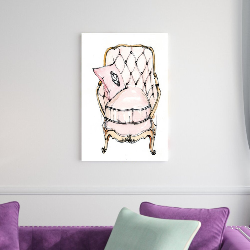 Chaise rose - reproduction d'art sur toile tendue, H 30 po x l 20 po