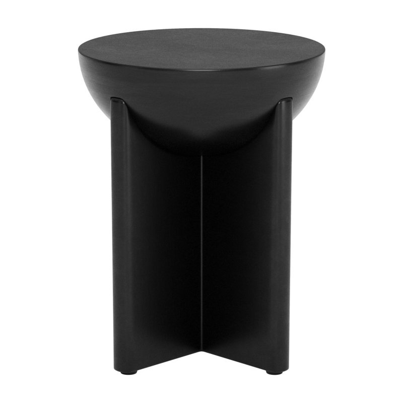20" Black Solid Wood Round Pedestal End Table