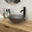 Grey Bathroom Vessel Sink With Intriguingly Tempered Glass And Pop-Up Drain, 16.17X16.17X5.41 Maintenance- In