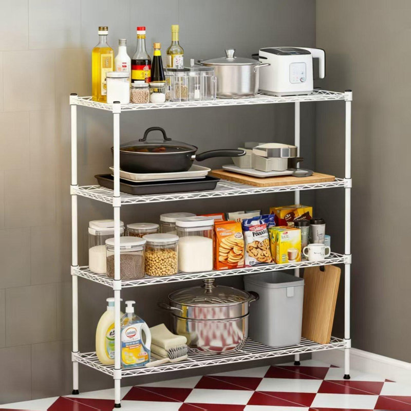 Étagère de rangement réglable à 4 niveaux, White