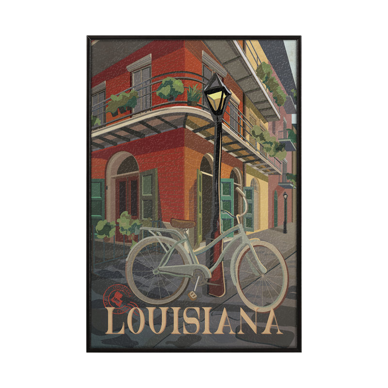 «Louisiana Go» par Simone, reproduction d'art encadrée sous verre, Cadre flottant noir, H 15,5 po x l 10,5 po x P 1,5 po