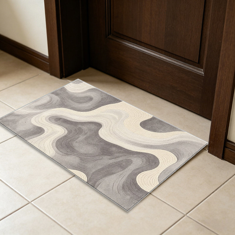 Warm Grey Contour Wave carpet-easy to clean, machine-washable, soft and comfortable; suitable for door mats, kitchens, living rooms, bedrooms, corridors, and laundry areas. Easy to clean, durable carpet for home decoration.