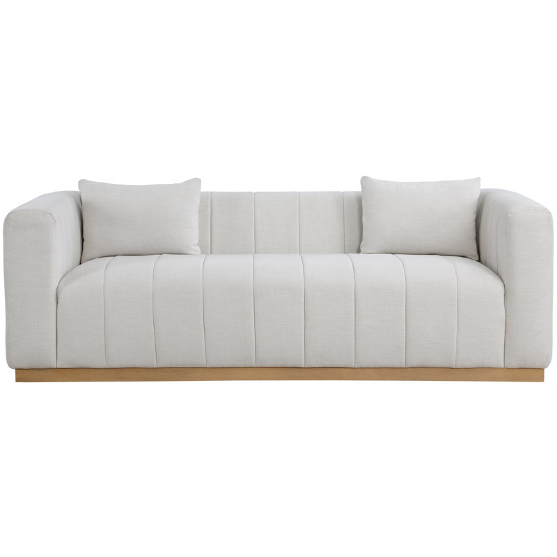 Canapé 90,5 po, Tissu crème texturé en lin