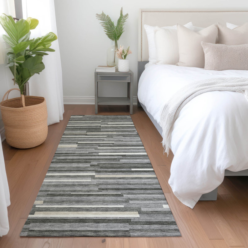 Premium Machine Washable Prisco Gray Rug, Runner 2'3" x 7'6"