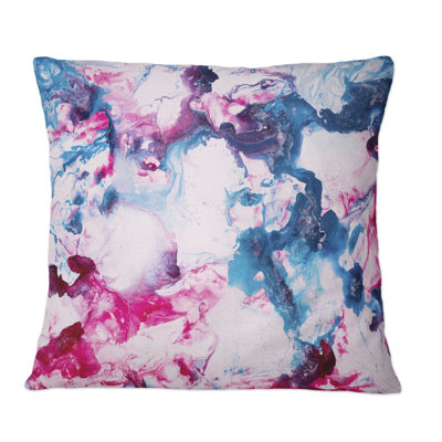 Coussin rose et bleu Marble Art liquide - imprimé moderne