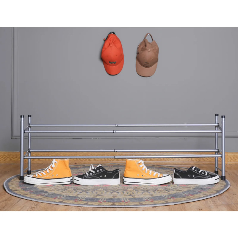Silver - 2-Tier Expandable Shoe Rack, Silver
