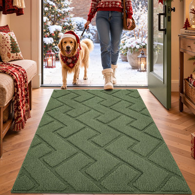 Geometric Dirt Trapper Washable Non‑Slip Entry Rug