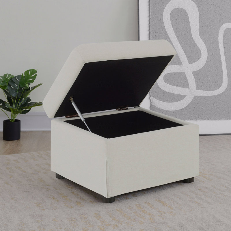 Repose-pieds avec rangement relevable, revêtement en tissu