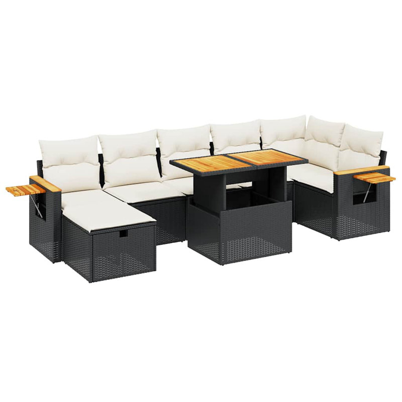 Ensemble de canapé de jardin Vidaxl noir, blanc crème