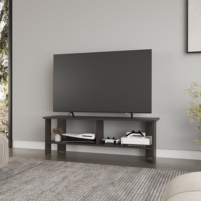 Meuble télé Kingsland, finition en noyer foncé élégant pour les salons contemporains, solution de rangement durable et spacieuse, meuble télé