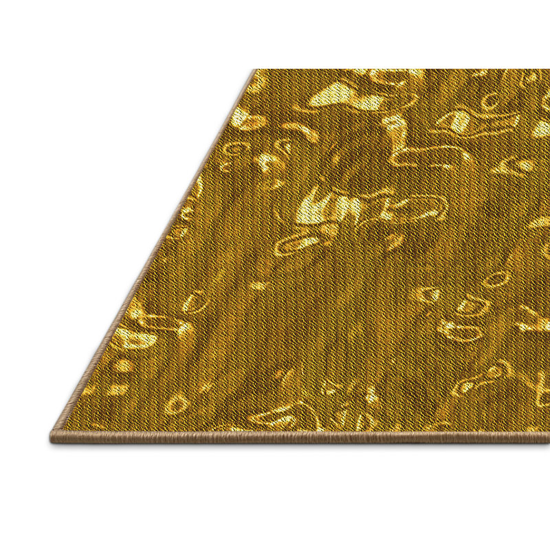 Tapis jaune en laine Adlyna, Rectangle 2 pi x 4 pi