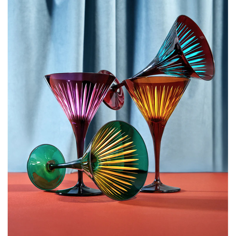 Prism Martini Glasses, Purple/Green/Bordeaux