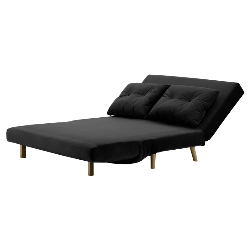 Donald 2 Seater Sofa Bed,  78cm H X 120cm W X 90cm D, Wax Black, Black