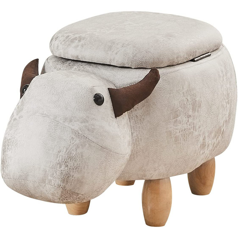 Brittingham 62cm Wide Faux Leather Novelty Solid Colour Ottoman with Storage, Grey