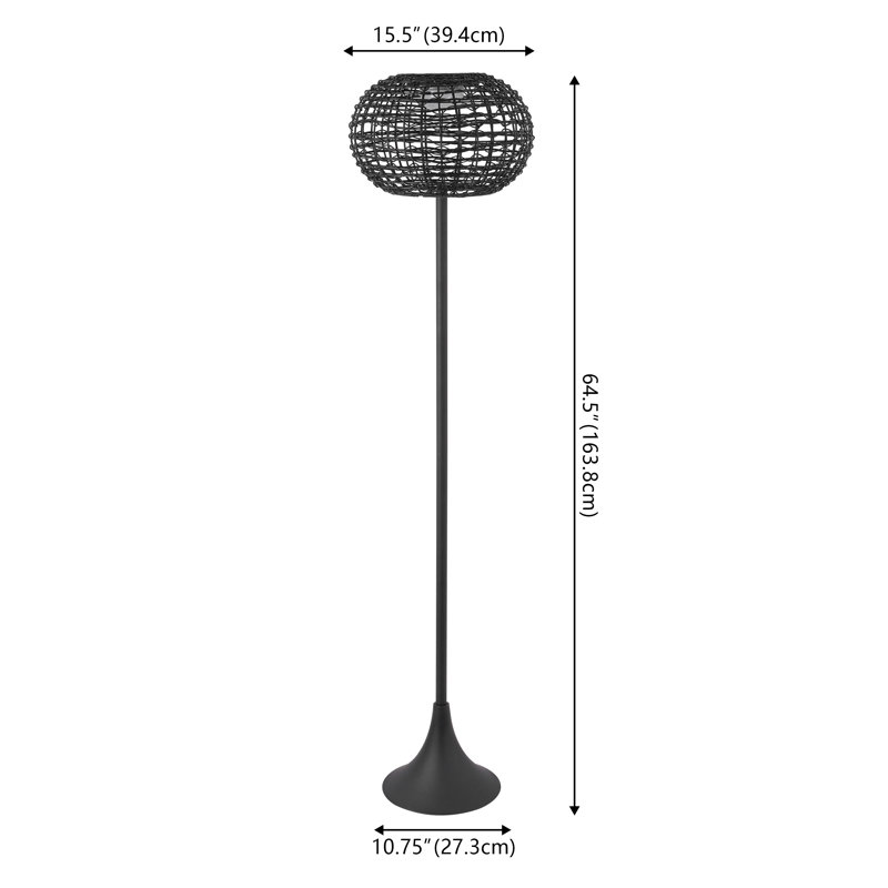 Lampe sur pied à DEL à énergie solaire pour l'intérieur et l'extérieur à DEL 58 po Jaemin, Noir