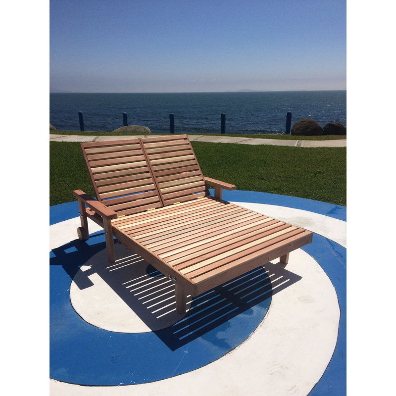 Varda Double Redwood Chaise Lounge with Arms, Clear