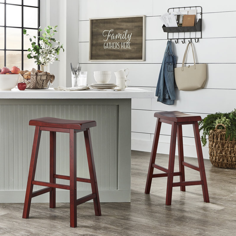 Whitworth Solid Wood Stool, Counter Stool (24” Seat Height), Antique Berry