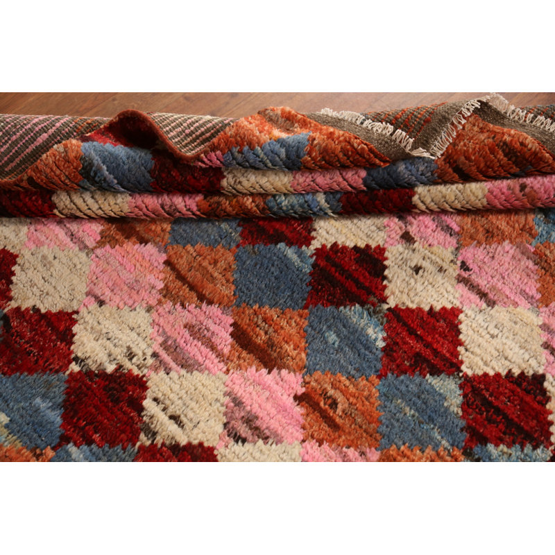 Tapis oriental marocain en laine à motif treillis 7 x 10