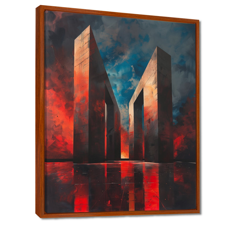 Salon d'art mural bleu et rouge National Pride Monument, Cadre flottant brun, H 12 po x l 20 po