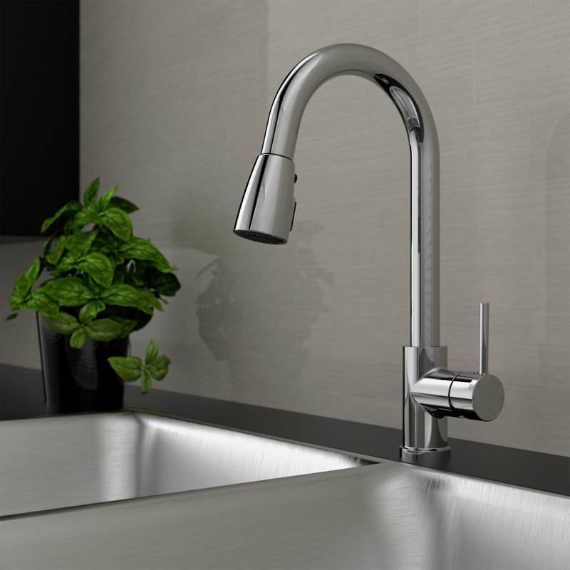 Keeney Pull Down Kitchen Faucet, Polished Chrome