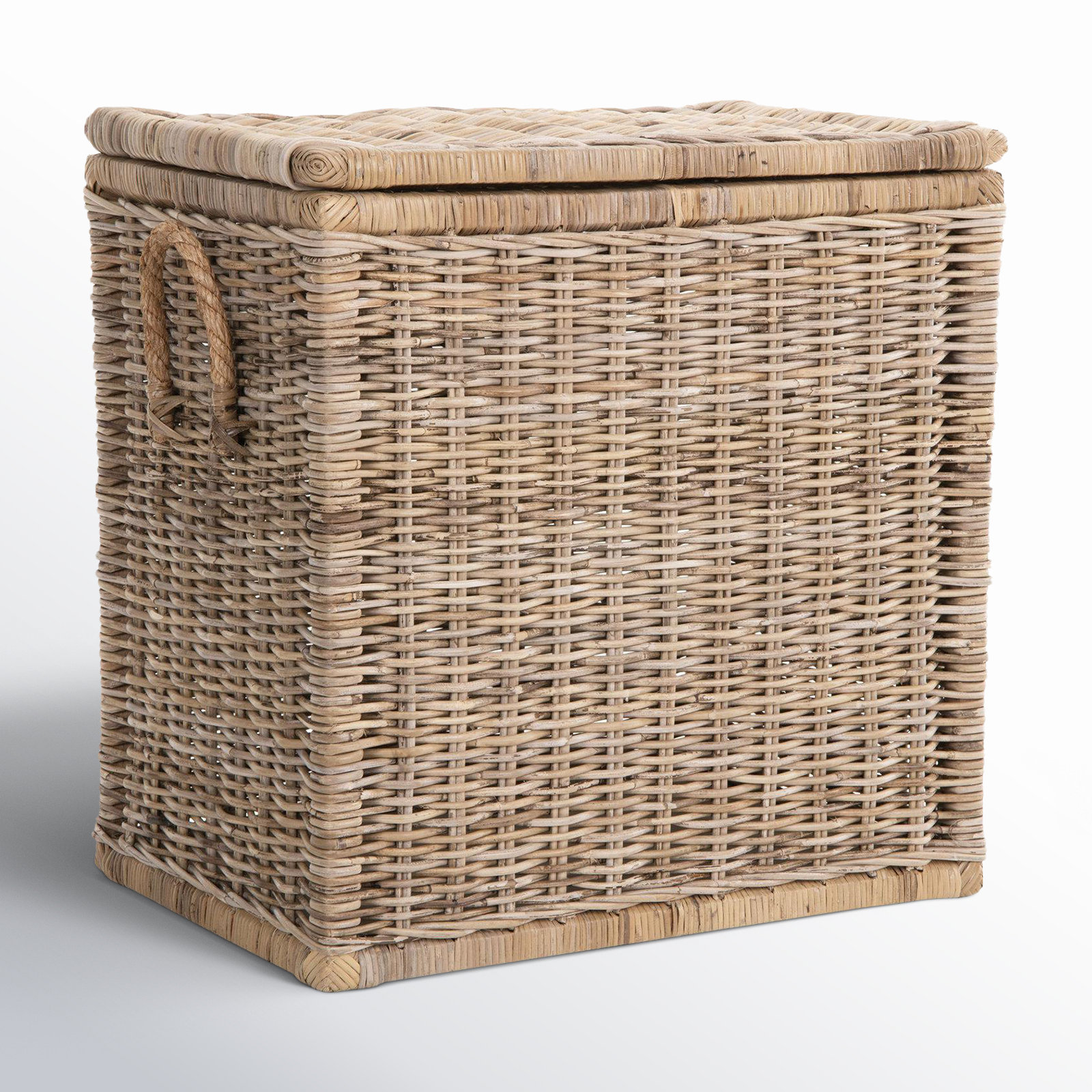 Yula Rattan Decorative Storage Trunk with Lid, Tall Size