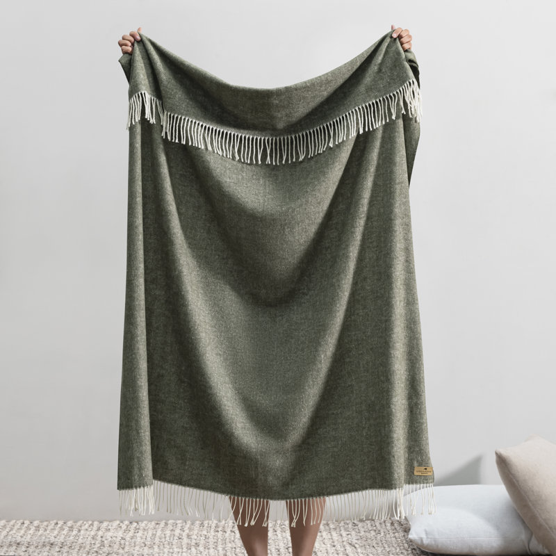 Italian Herringbone Throw Blanket, Moss