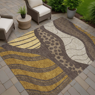 Washable Abstract Indoor / Outdoor Rug