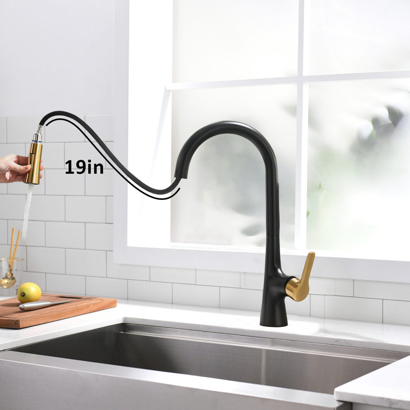 Kitchen Faucet With Pull-Down Sprayer, Stainless Steel Kitchen Faucet, High Arc Single Handle Faucet, Suitable For 1 Or 3 Holes In Kitchens, Rvs, And Laundry Rooms.