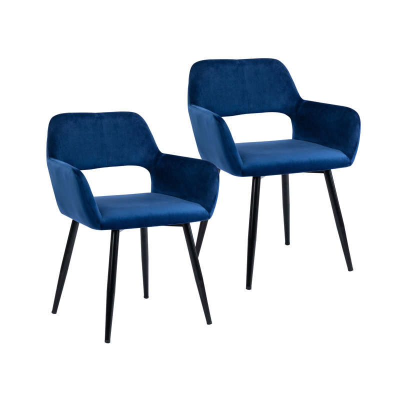 Kristina 17'' H Velvet Upholstered Metal Armchair, Blue