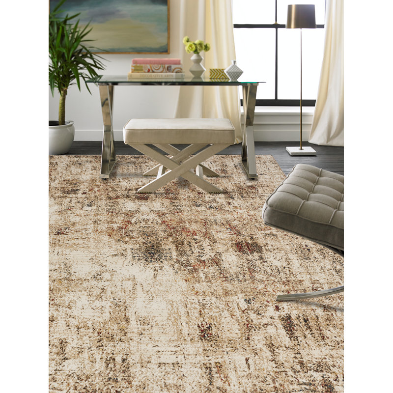 Hoddesd Abstract Area Rug in Ivory, Rectangle 2' x 3'