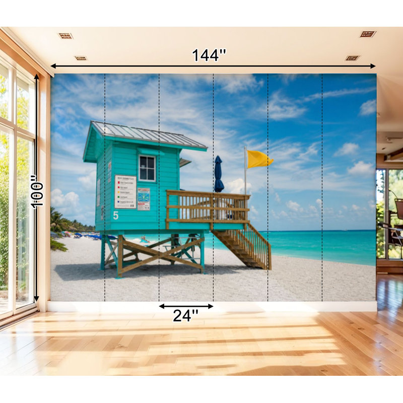 Papier peint adhésif autocollant et amovible Venice Beach, Floride, 99.6" L x 144" W