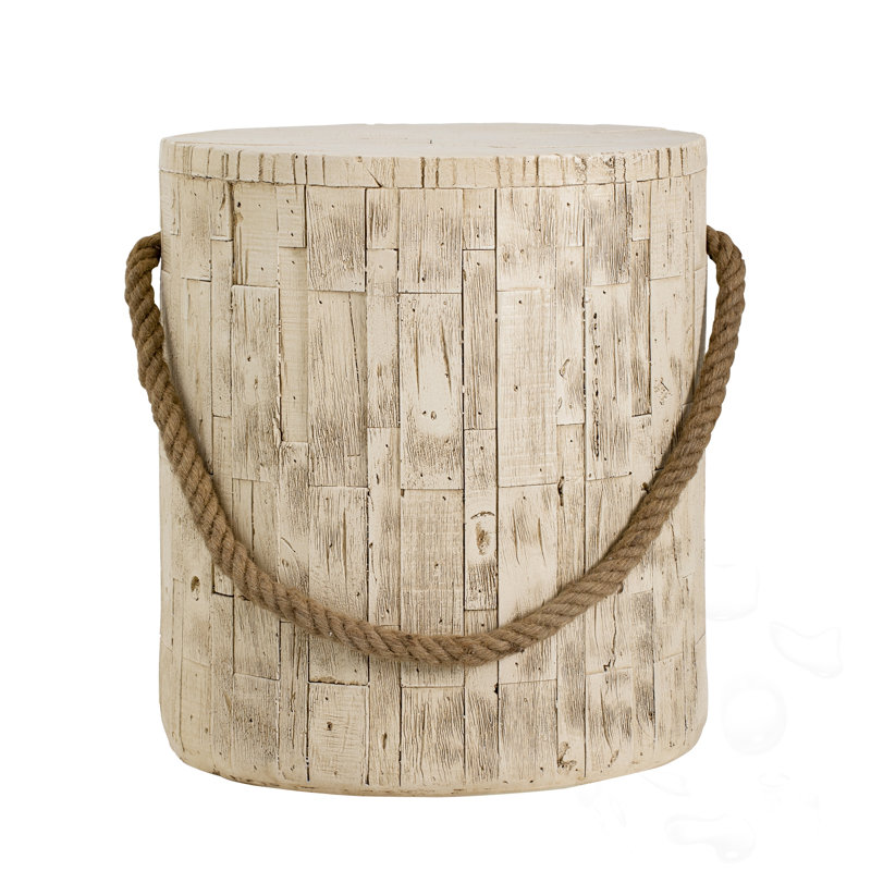 Outdoor Side Table With Simulated Braided Cord