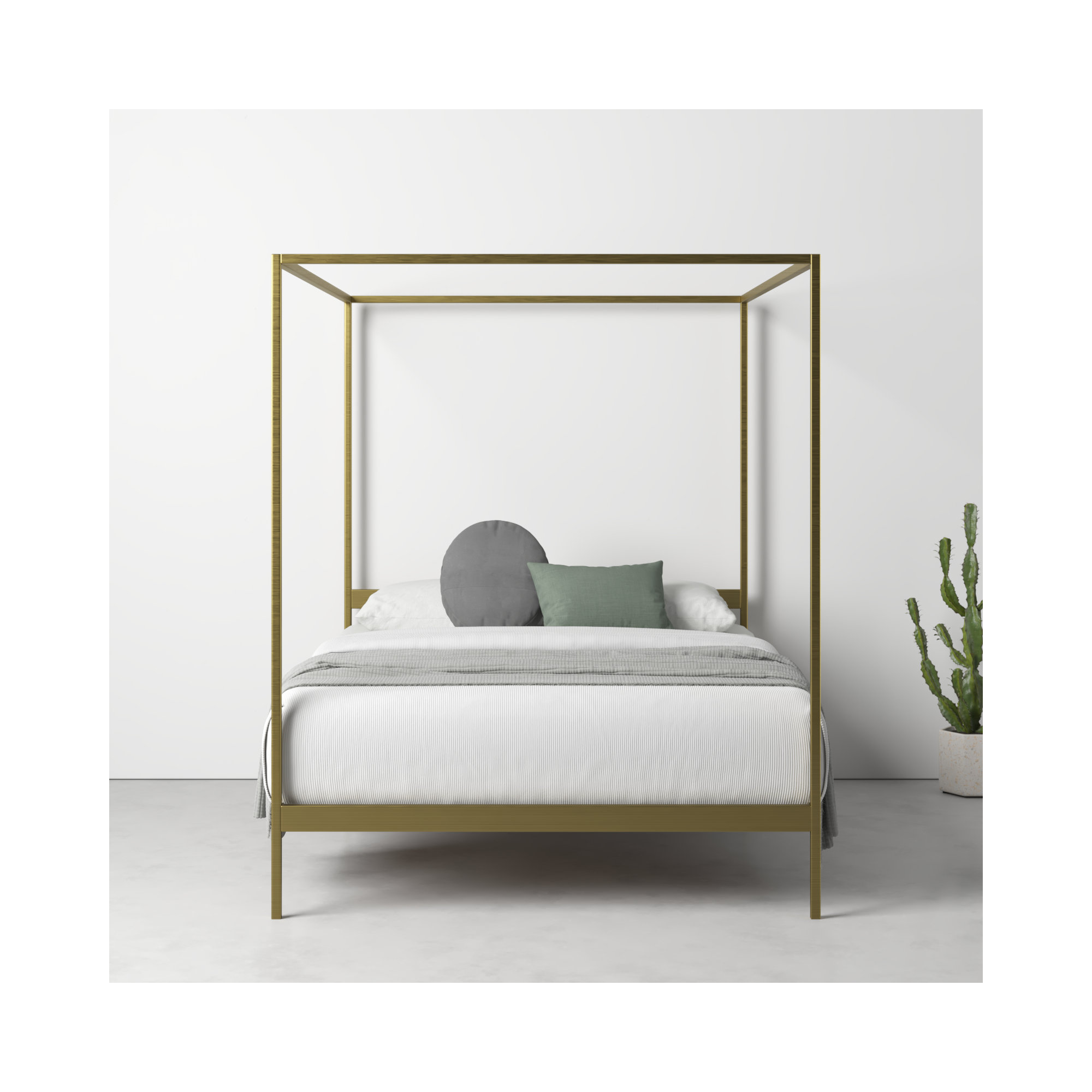 Aston Metal Canopy Bed, Gold, 72", Queen