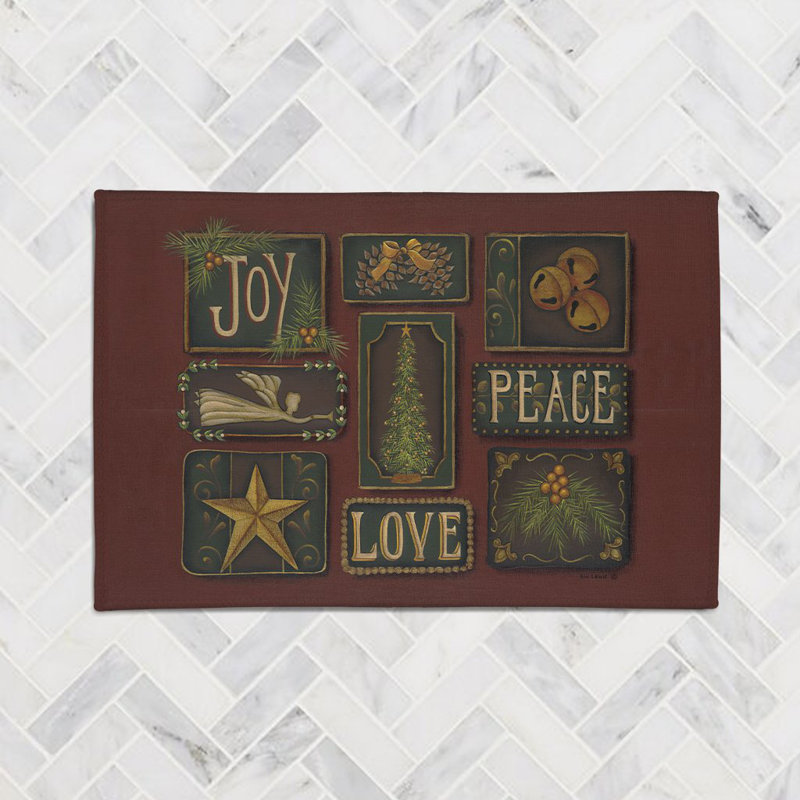 Joy Peace Love Chenille Indoor Rug, Rectangle 4' x 6'