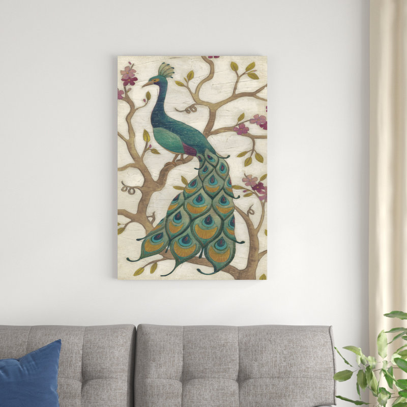 " Peacock Fresco II " by June Erica Vess Painting Print, 36" H x 24" W x 1.25" D