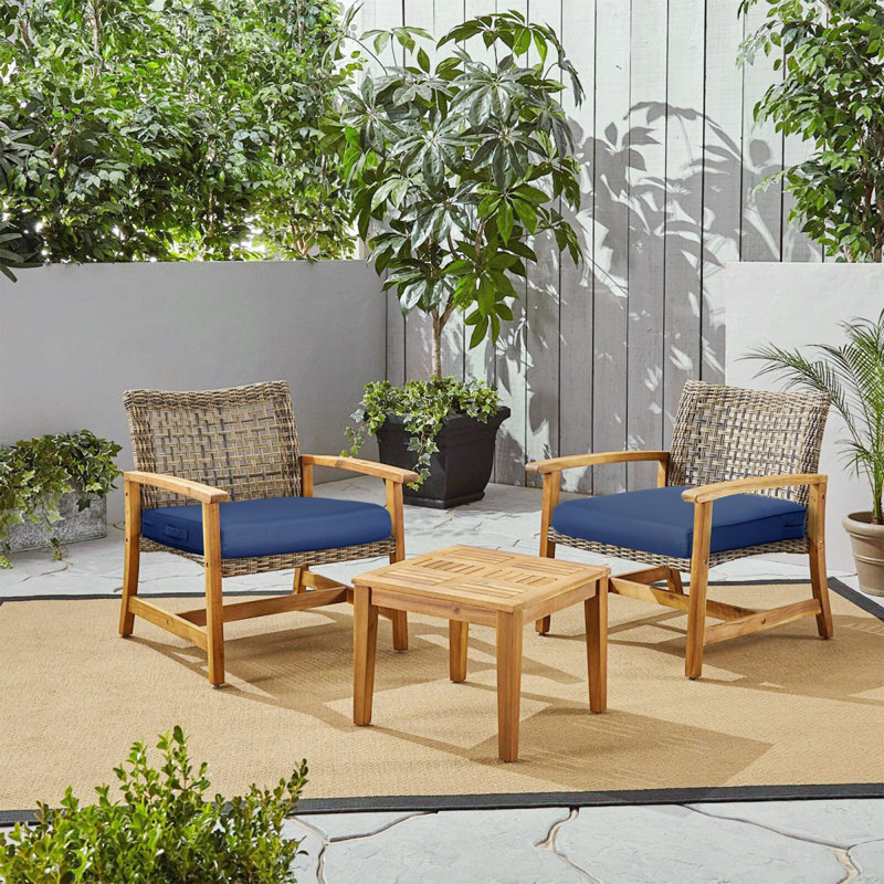 Outdoor 4'' Dining Chair Seat Cushion, Navy Blue, 24" W x 24" D