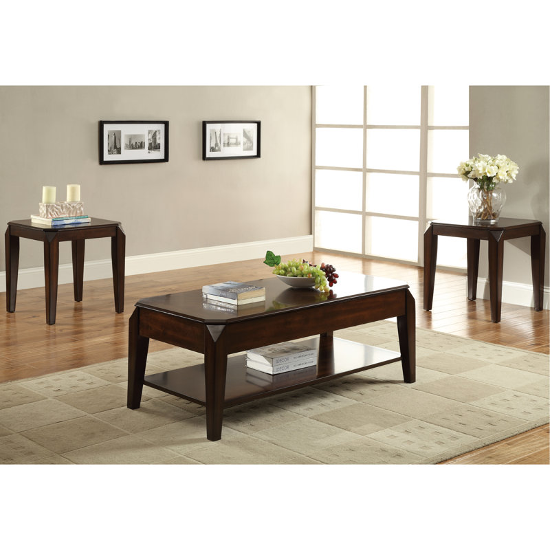 Table basse à plateau relevable en noyer - Solution de rangement élégante et pratique moderne de couleur noyer