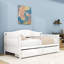 Lit de jour simple en bois avec structure robuste et deux tiroirs de rangement-989964156