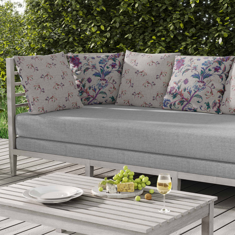 Coussin intérieur / extérieur Nature's Palette, Carré 20 po, Blanc / vert / beige / mauve