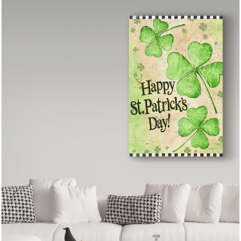 « st. patricks day trèfle », reproduction de peinture à l’acrylique sur toile tendue, H 19 po x l 12 po x P 2 po