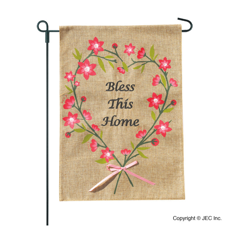 Bless this home, 2 faces de polyester 21 po x 14 po drapeau de jardin