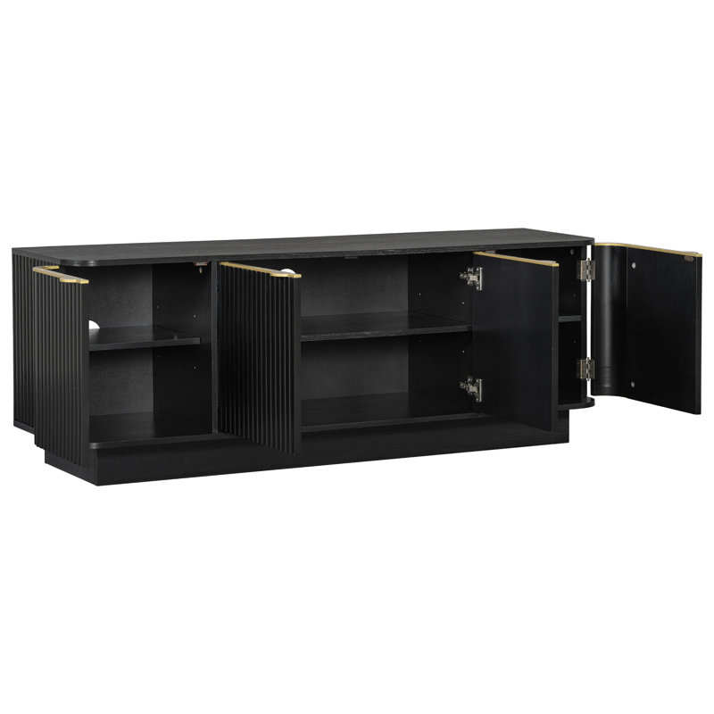 Ensemble de salon 2 pièces avec meuble télé et table basse, Noir