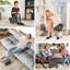 Repose-pieds gris anthracite, recouvert de lin, petit pour tous, confortable en gris, revêtement en tissu, salon de repos