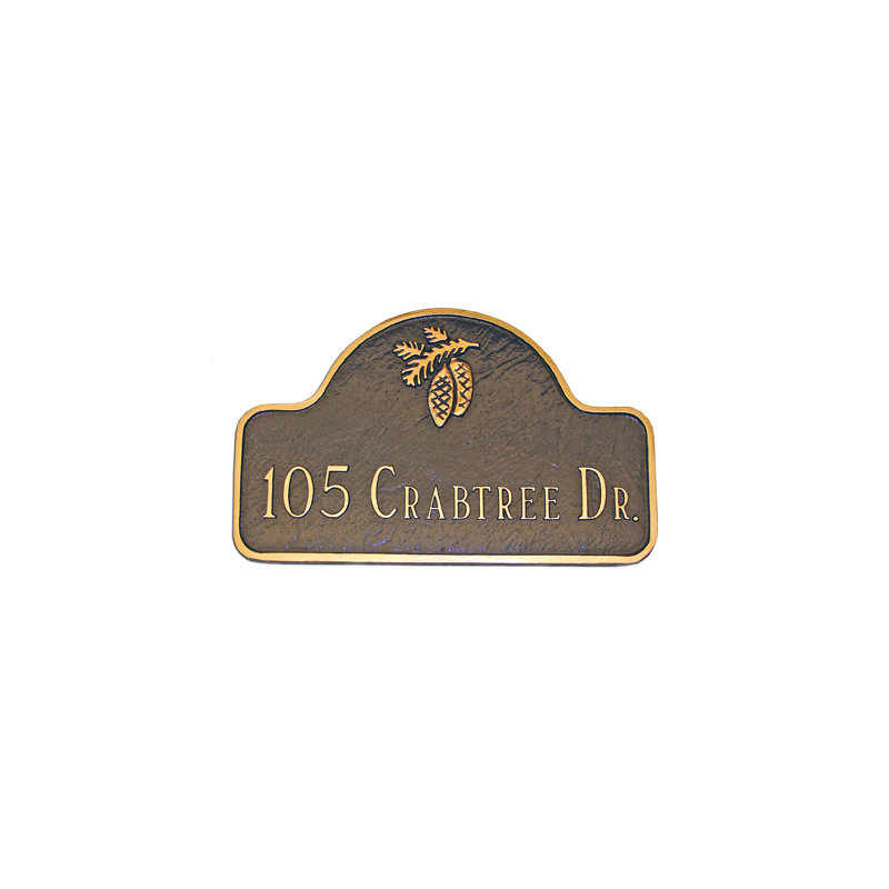 Plaque d’adresse murale sur 1 ligne, Noir / or, Oui