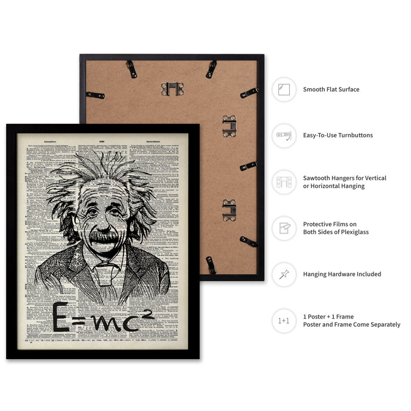 Albert Einstein, Black Framed, Poster, 12"H x 16"W
