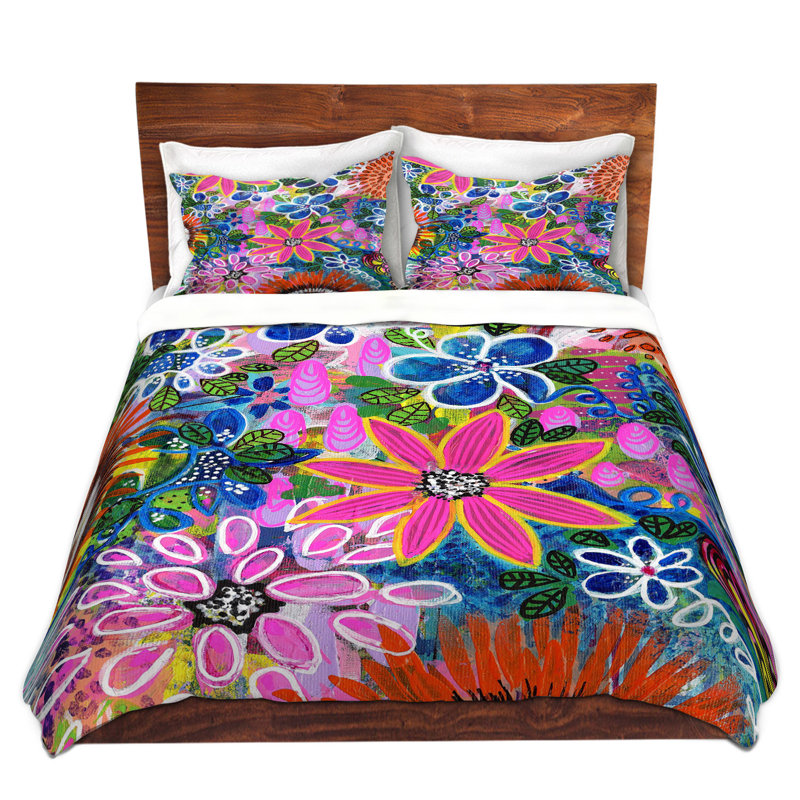 Ensemble de housse de couette jungle love, 1 housse + 2 taies très grand lit