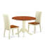 L'ensemble 3 pièces de table et chaises de cuisine comprend une table de salle à manger ronde avec Dropleaf et 2 chaises de salle à manger, 42 po x 42 po, babeurre et cerise-85590817-100150957-85590816